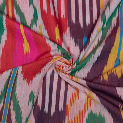Multicolor Uzbek-Inspired Cotton Handloom Ikat Fabric - 44" (112 cm)