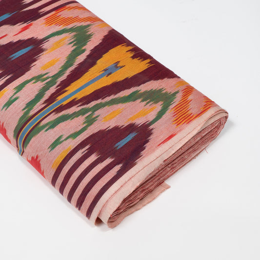 Multicolor Uzbek-Inspired Cotton Handloom Ikat Fabric - 44" (112 cm)