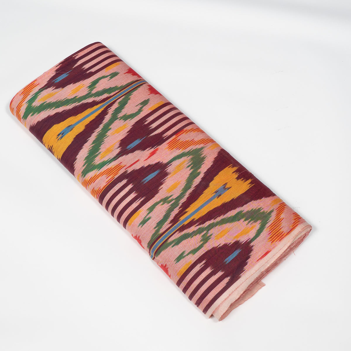 Multicolor Uzbek-Inspired Cotton Handloom Ikat Fabric - 44" (112 cm)
