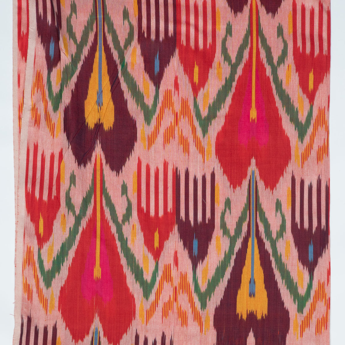 Multicolor Uzbek-Inspired Cotton Handloom Ikat Fabric - 44" (112 cm)