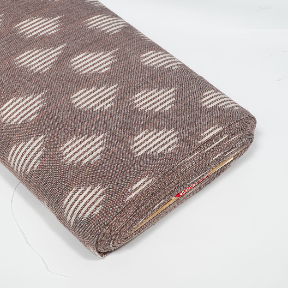 Mauve Brown & White Cotton Handloom Ikat Fabric for Dresses | Width: 44"