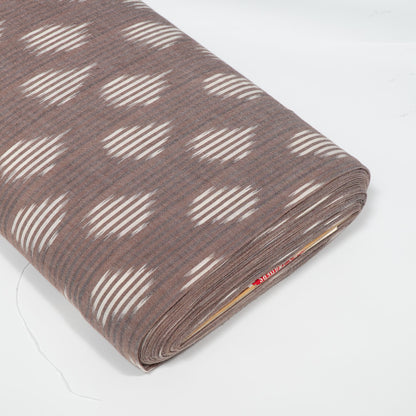 Mauve Brown & White Cotton Handloom Ikat Fabric for Dresses | Width: 44"