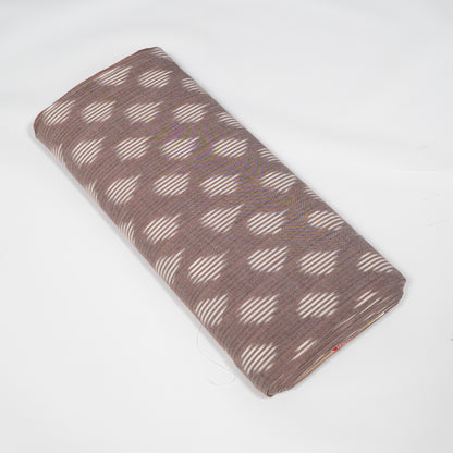 Mauve Brown & White Cotton Handloom Ikat Fabric for Dresses | Width: 44"
