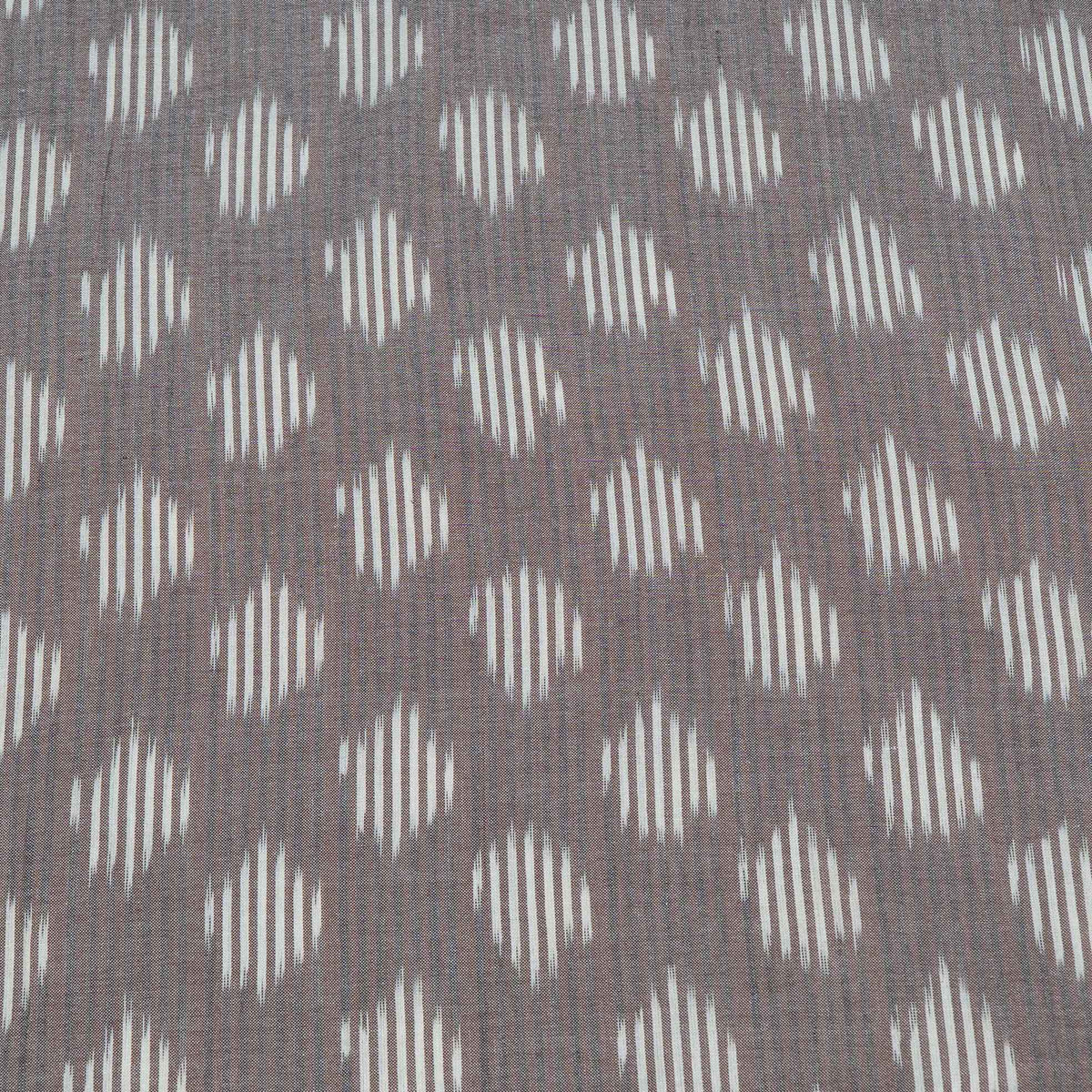 Mauve Brown & White Cotton Handloom Ikat Fabric for Dresses | Width: 44"