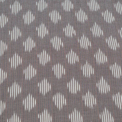 Mauve Brown & White Cotton Handloom Ikat Fabric for Dresses | Width: 44"