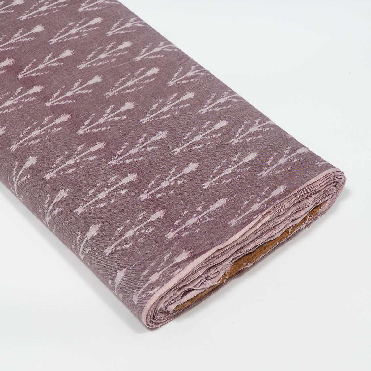 Dusty Mauve & White Arrow Mercerised Cotton Handloom Ikat Fabric - 44" (112 cm)
