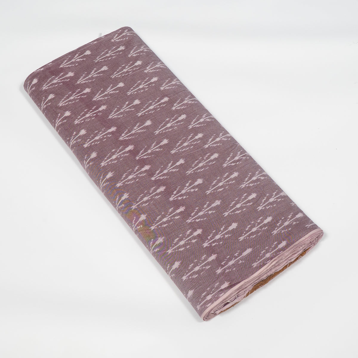 Dusty Mauve & White Arrow Mercerised Cotton Handloom Ikat Fabric - 44" (112 cm)