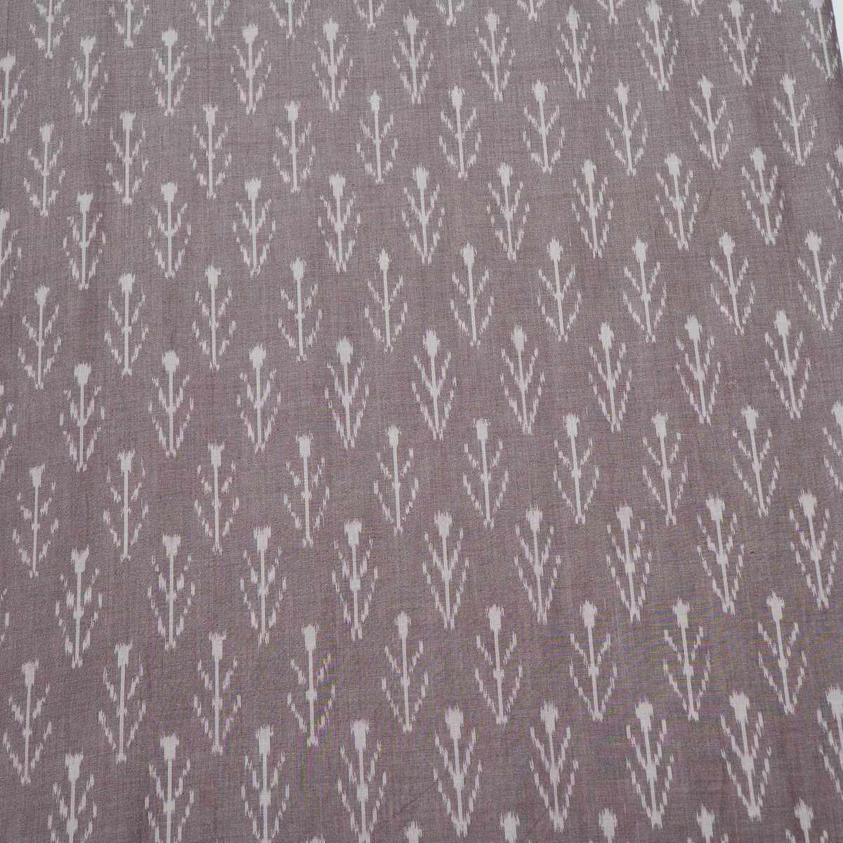 Dusty Mauve & White Arrow Mercerised Cotton Handloom Ikat Fabric - 44" (112 cm)