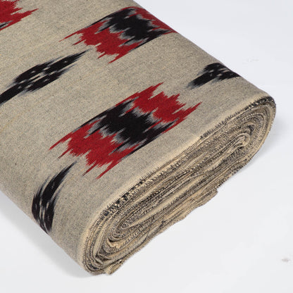 Red & Black Cotton Handloom Ikat Fabric - 44" (112 cm)