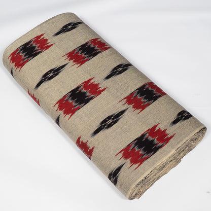 Red & Black Cotton Handloom Ikat Fabric - 44" (112 cm)