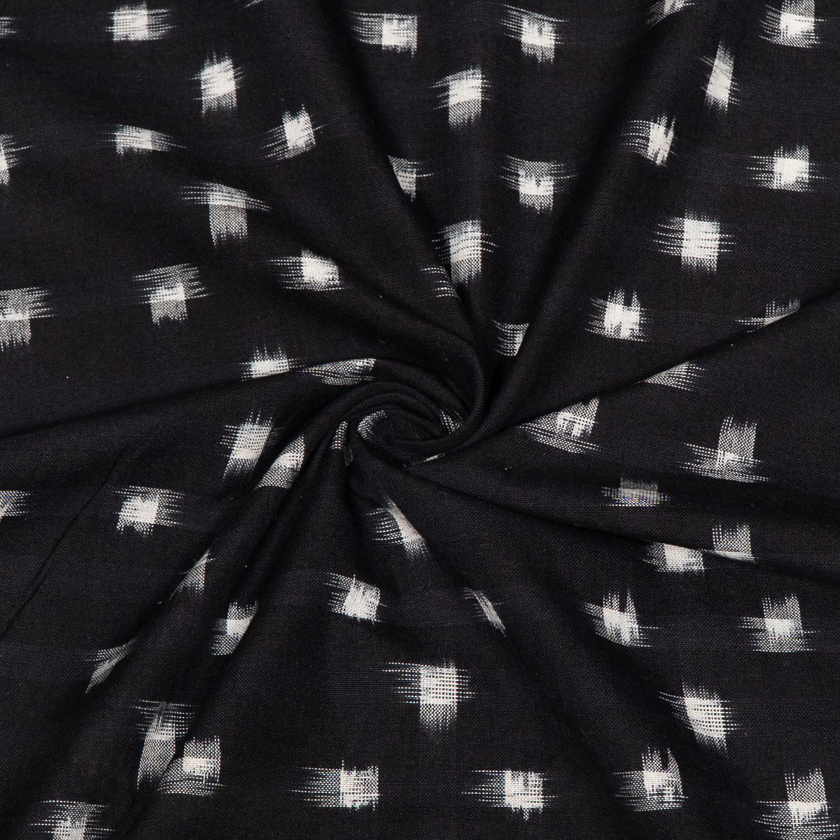 Black & White Cotton Handwoven Double Ikat Fabric - 44" (112 cm)