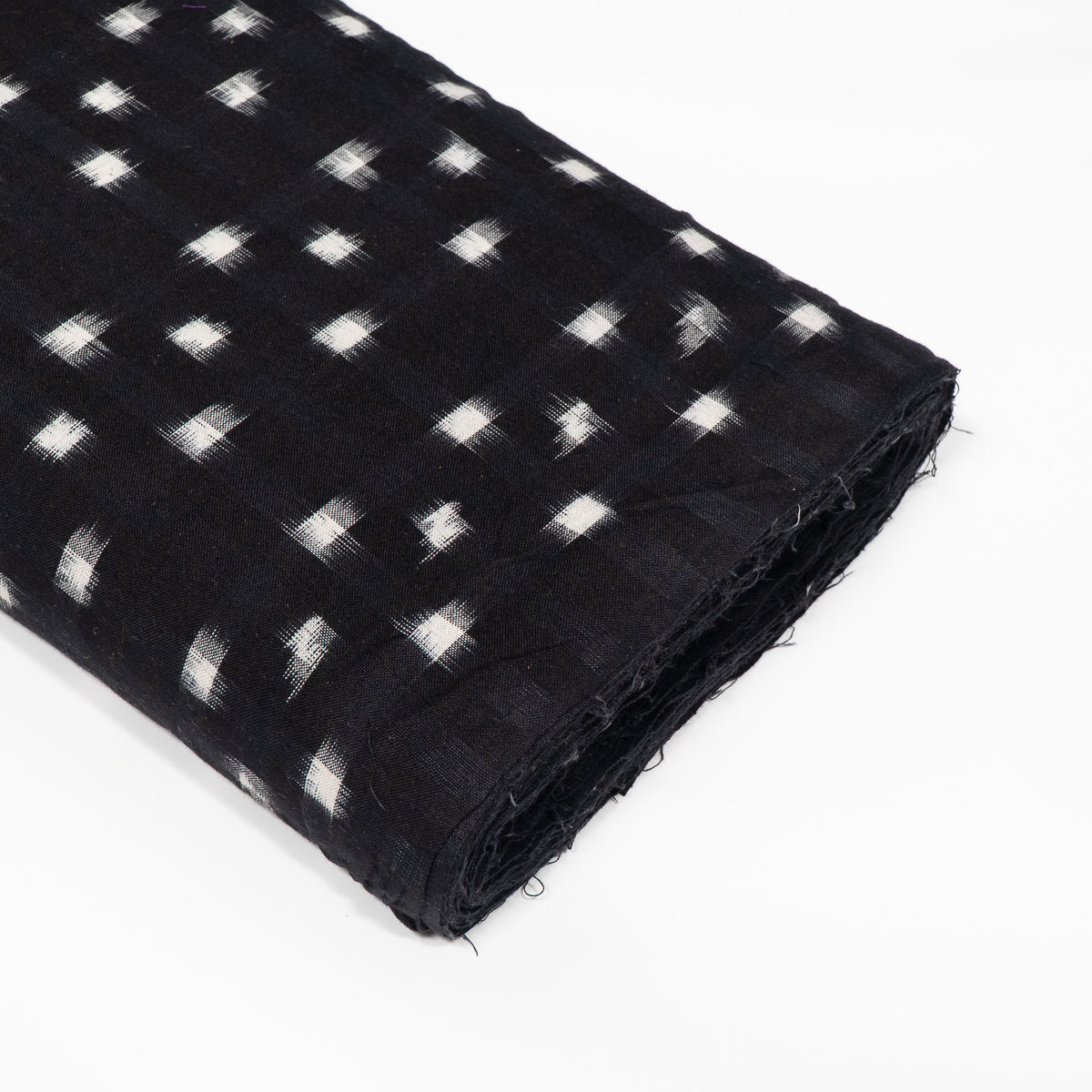 Black & White Cotton Handwoven Double Ikat Fabric - 44" (112 cm)