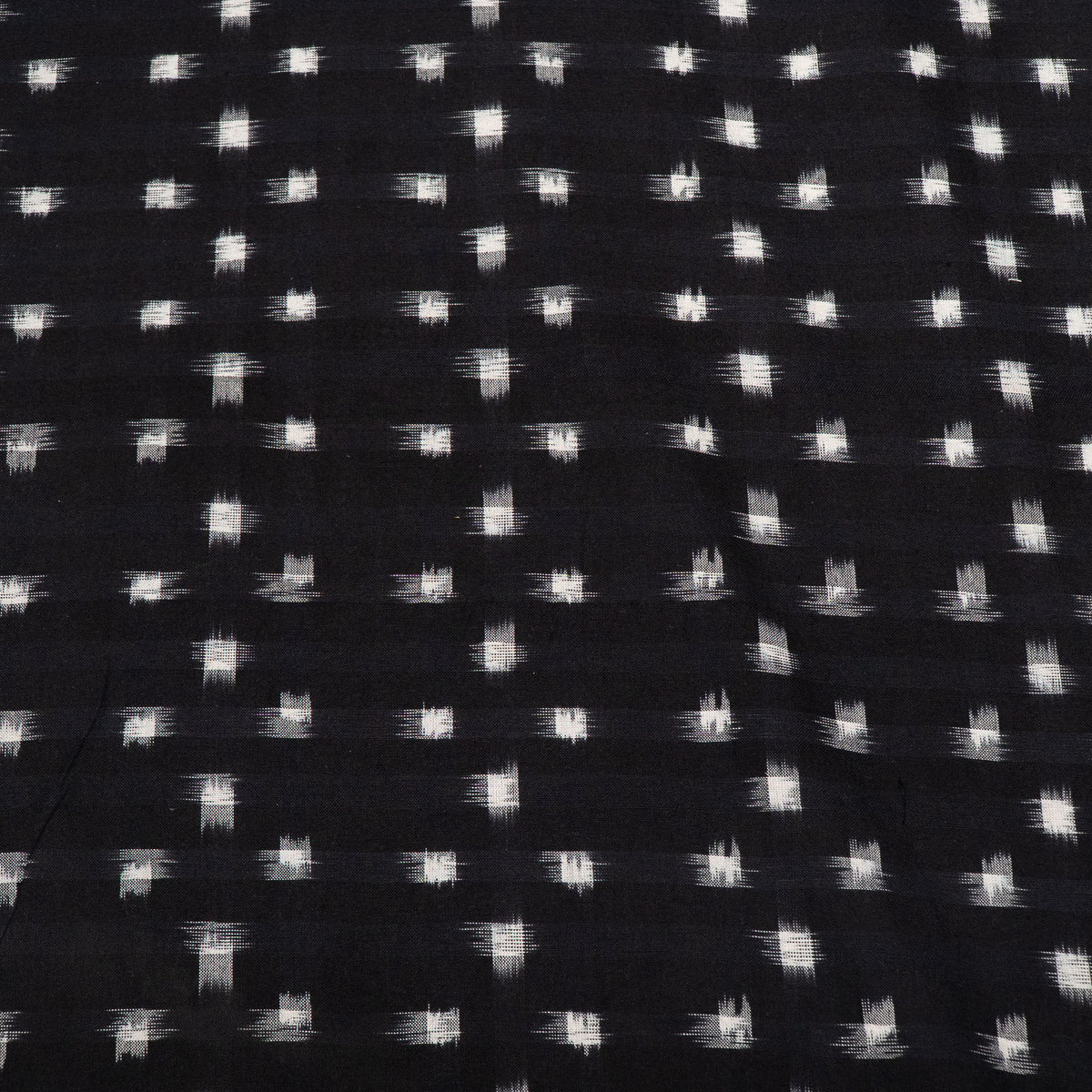 Black & White Cotton Handwoven Double Ikat Fabric - 44" (112 cm)