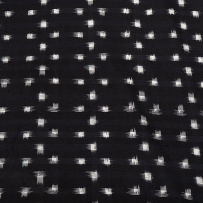 Black & White Cotton Handwoven Double Ikat Fabric - 44" (112 cm)