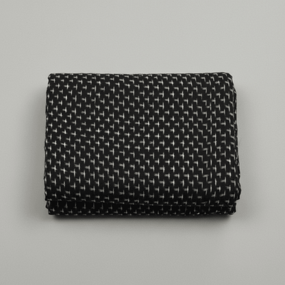 Black Base White Plus Handwoven Cotton Double Ikat Fabric for Men's Shirt | Width: 44"
