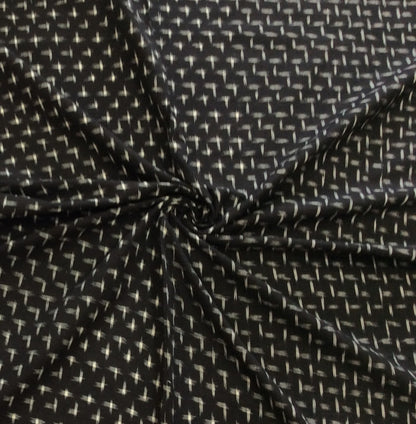 Black Cotton Handloom Double Ikat | 1 Meter (SKU: IKK-179)