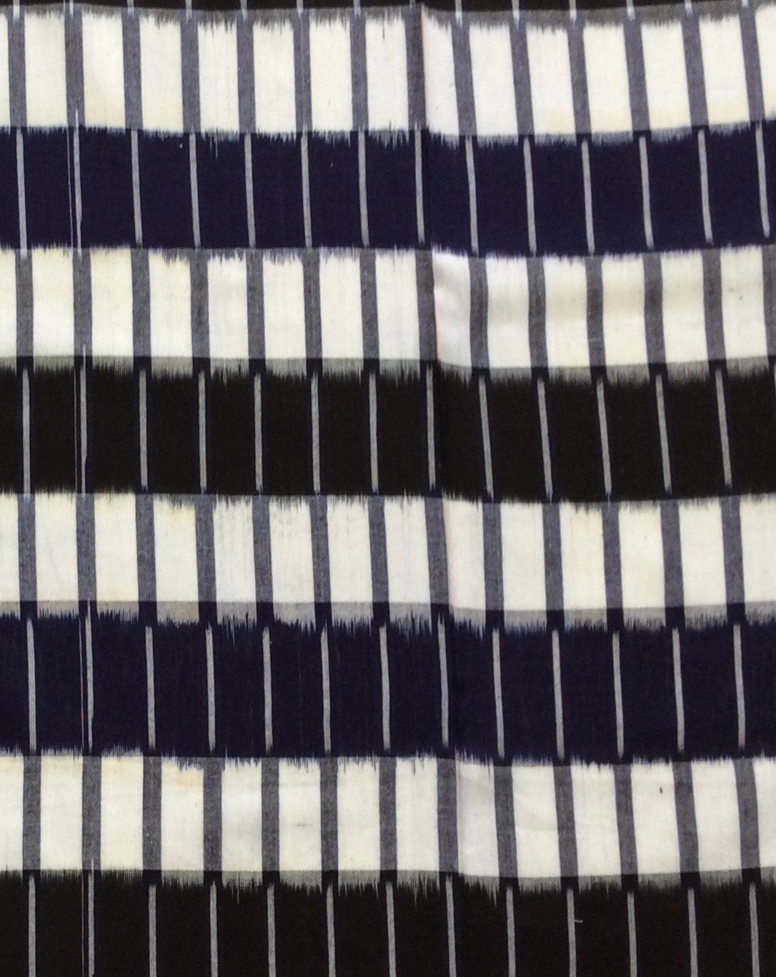 Black, Blue & White Cotton Handloom Ikat (SKU: IKK-185)