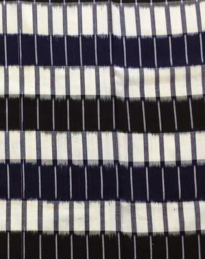 Black, Blue & White Cotton Handloom Ikat (SKU: IKK-185)