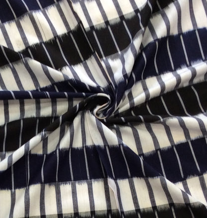 Black, Blue & White Cotton Handloom Ikat (SKU: IKK-185)