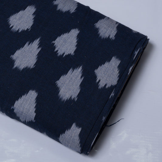 Navy Blue & White Fine Quality Cotton Handloom Ikat (Sku: IKK-376)