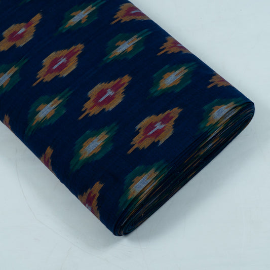 Multi Color Pattern on Blue Base Fine Quality Cotton Handloom Ikat (Sku: IKK-389)