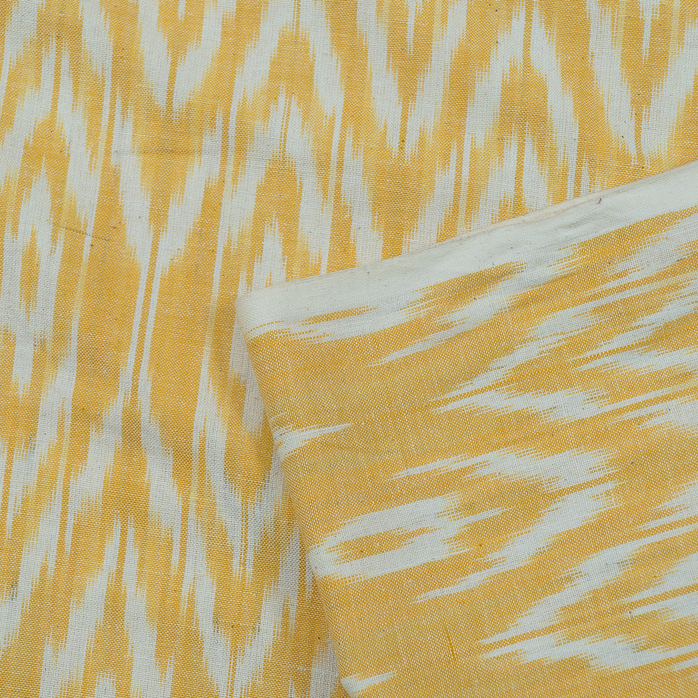 Yellow and White Cotton Handloom Ikat (Sku: IKK-402)