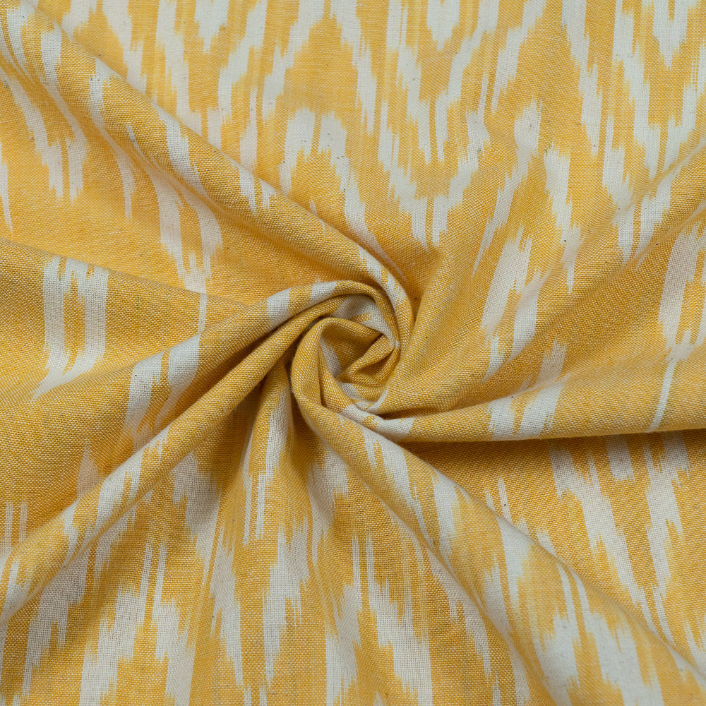 Yellow and White Cotton Handloom Ikat (Sku: IKK-402)