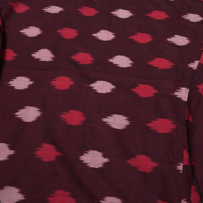 Maroon Fine Quality Cotton Handloom Ikat Fabric for Dresses | Width: 44"