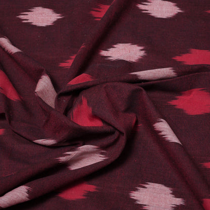Maroon Fine Quality Cotton Handloom Ikat Fabric for Dresses | Width: 44"