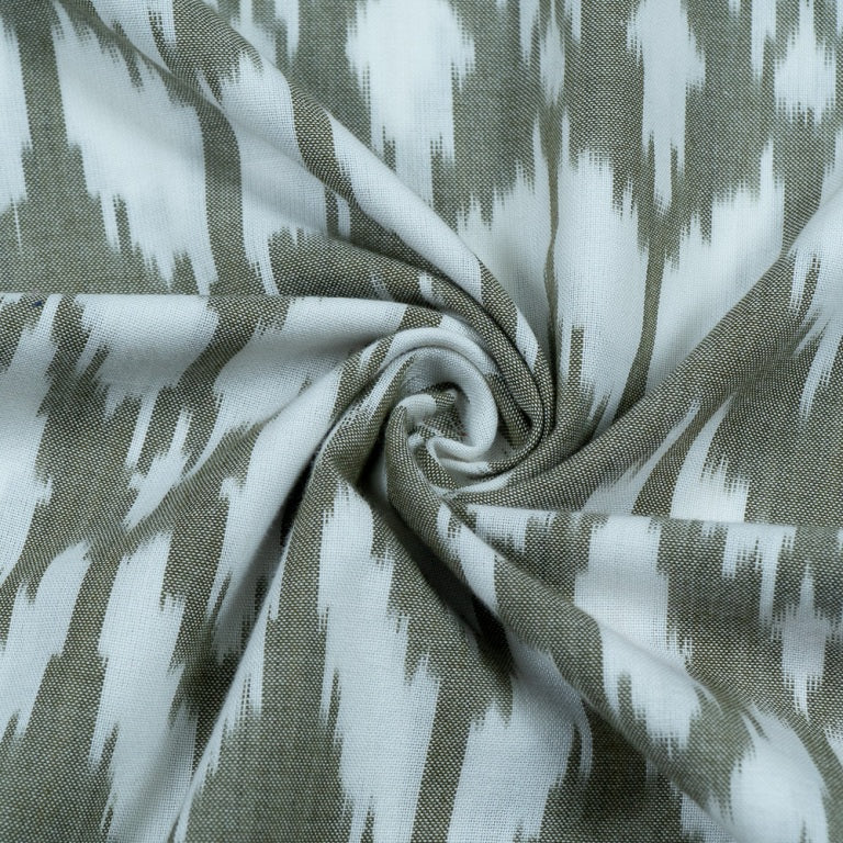 Light Green & White Cotton Handloom Ikat (Sku: IKK-447)