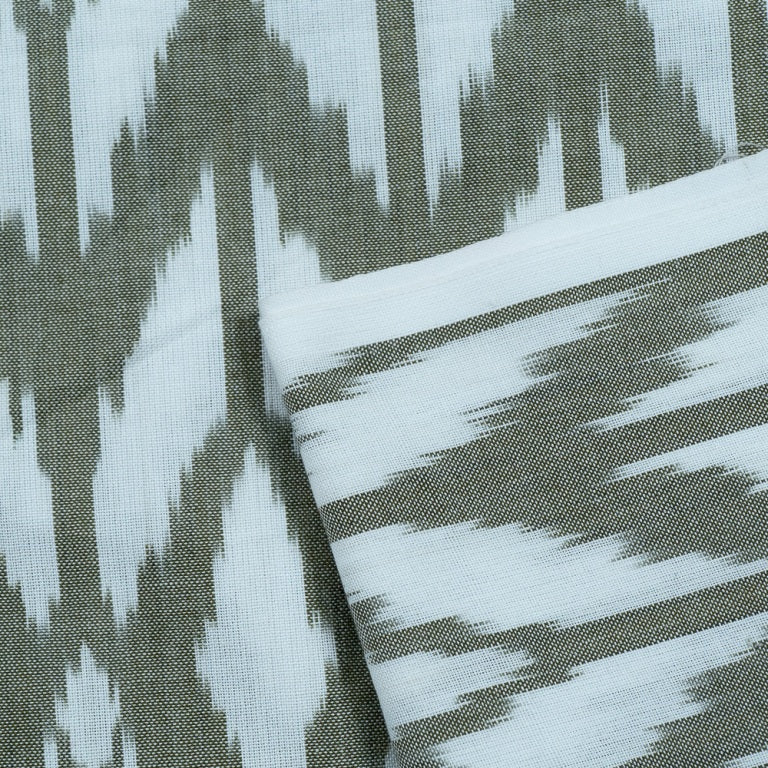 Light Green & White Cotton Handloom Ikat (Sku: IKK-447)