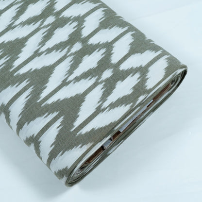 Light Green & White Cotton Handloom Ikat Fabric for Dresses | Width: 44"