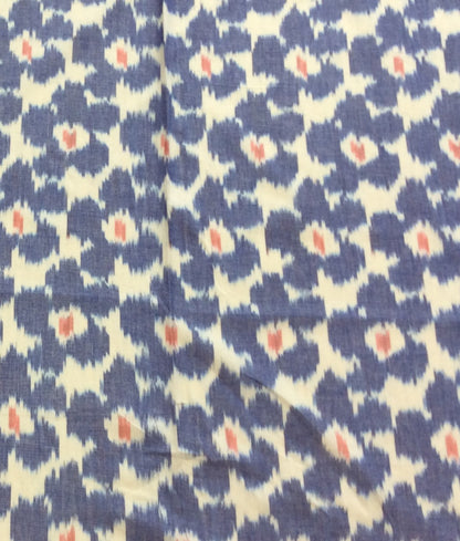 Blue & White Floral Fine Quality Cotton Handloom Ikat | 1 Meter