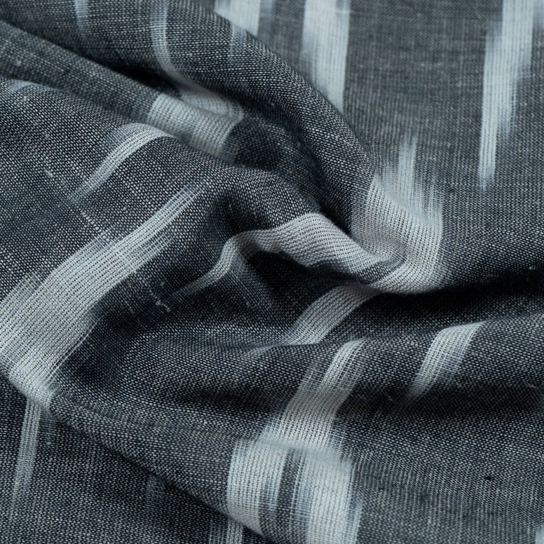 Grey & White Linen Cotton Blend Ikat (Sku: IKK-453)