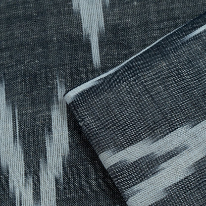 Grey & White Linen Cotton Blend Ikat | SKU: IKK-453