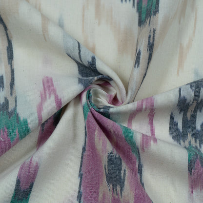 Multi Color Big Pattern Cotton Handloom Ikat Fabric for Dresses | Width: 44"