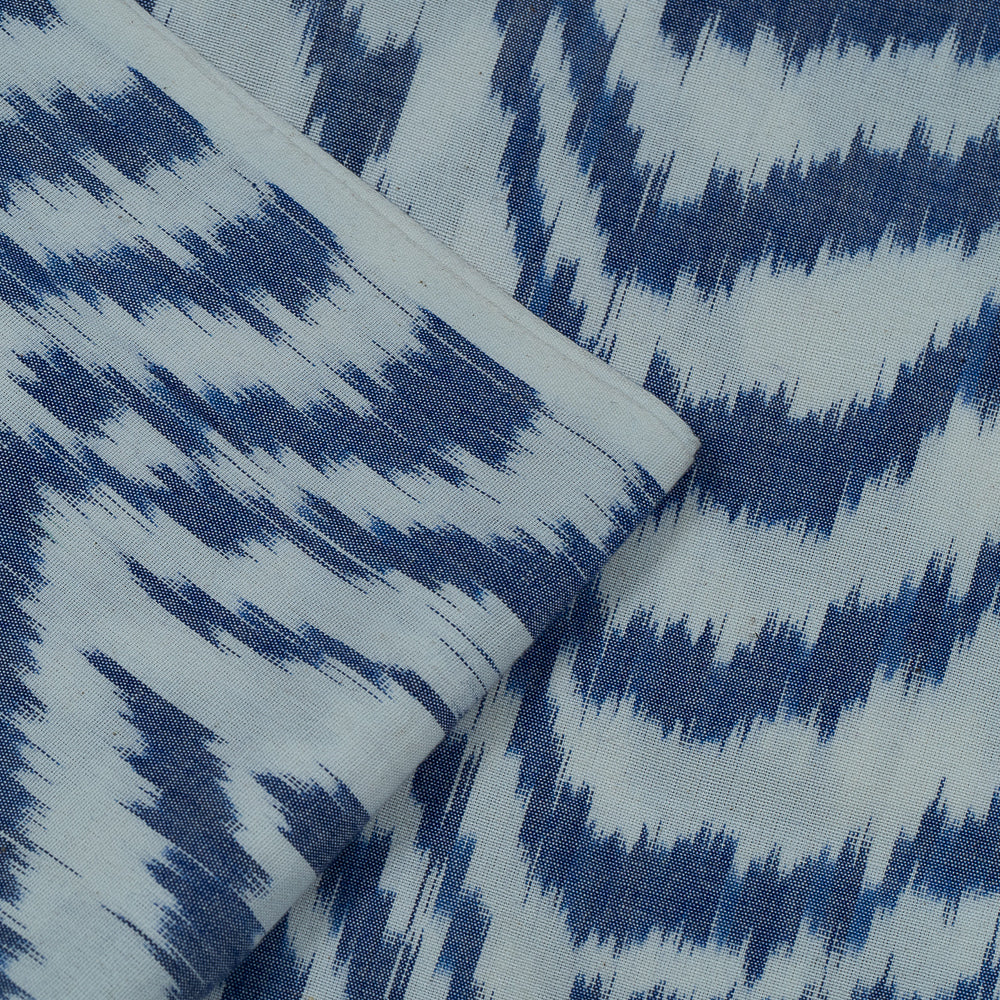 Blue & White Big Pattern Fine Quality Cotton Handloom Ikat (Sku: IKK-460)