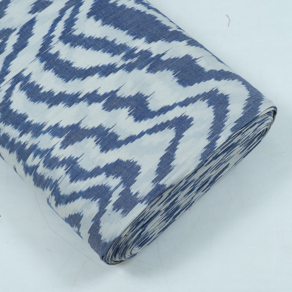 Blue & White Big Pattern Fine Quality Cotton Handloom Ikat (Sku: IKK-460)