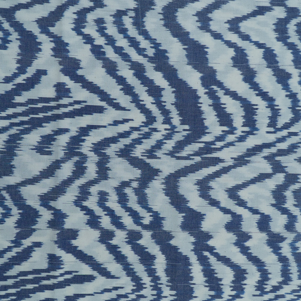 Blue & White Big Pattern Fine Quality Cotton Handloom Ikat (Sku: IKK-460)