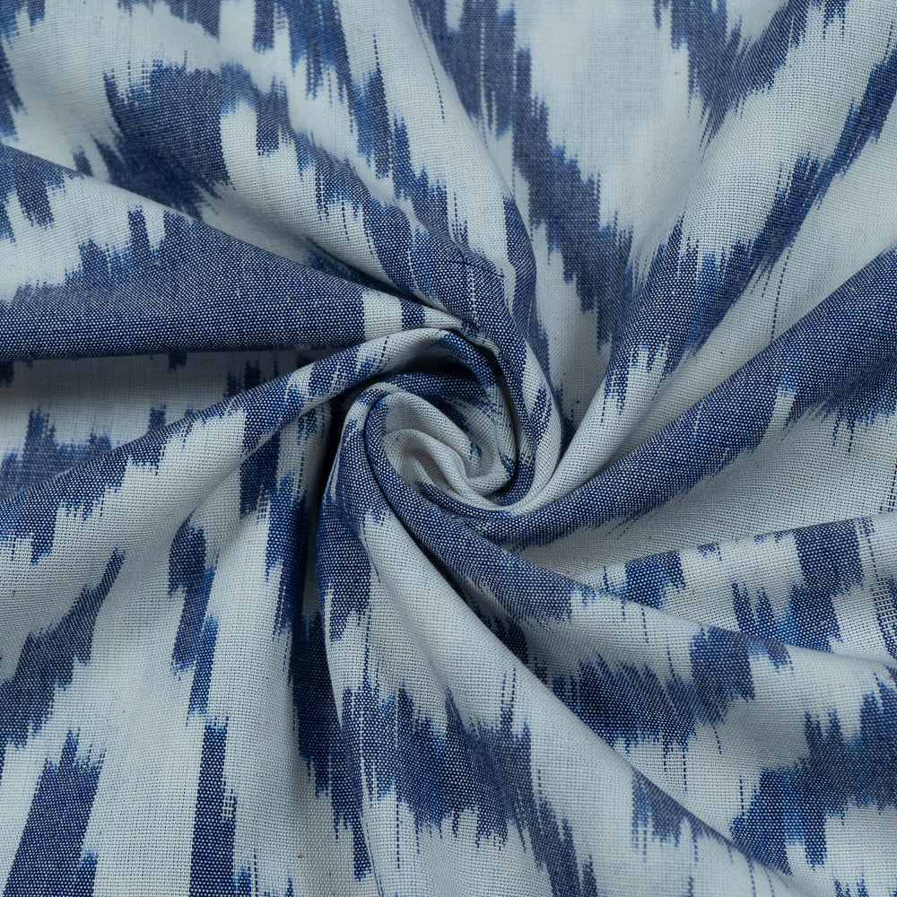 Blue & White Big Pattern Fine Quality Cotton Handloom Ikat (Sku: IKK-460)