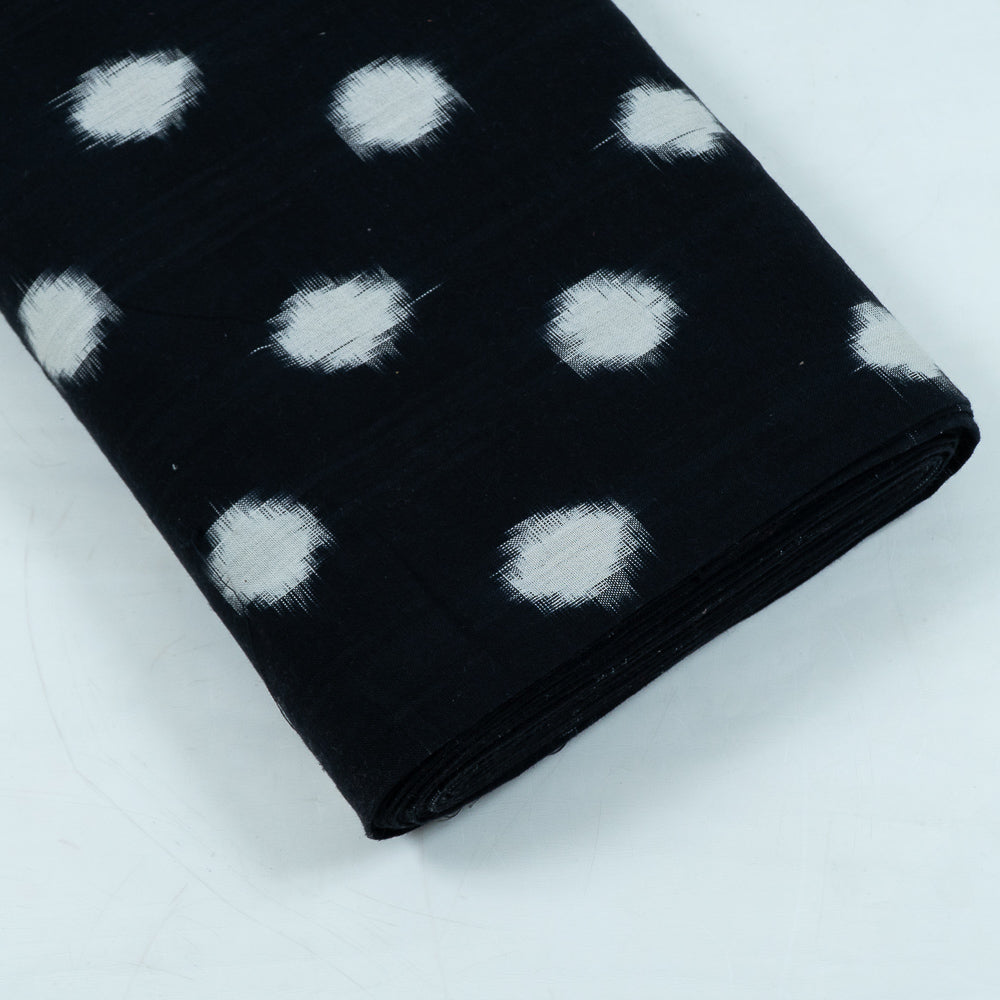 Black & White Circle Dot Handwoven Cotton Double Ikat (Sku: IKK-470)