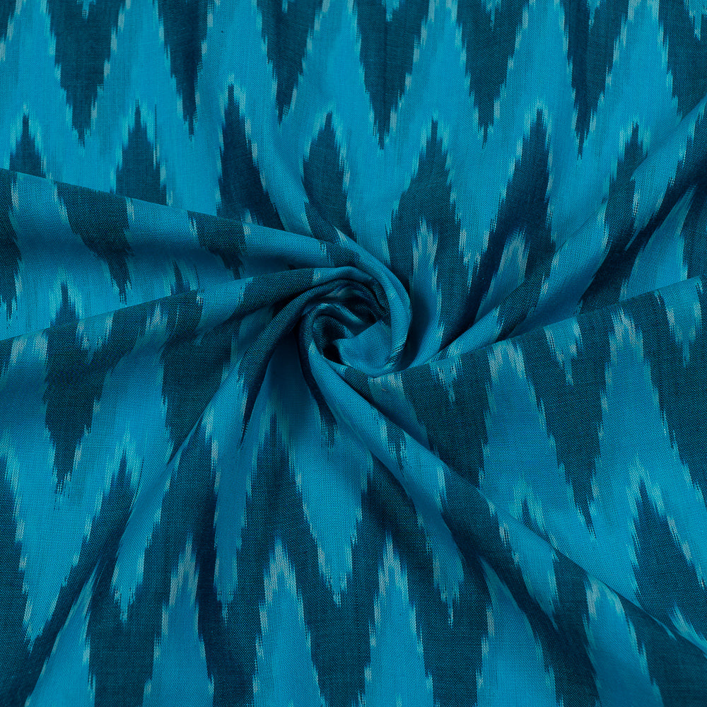 Turquoise Chevron Cotton Voile Mercerised Handloom Ikat (Sku: IKK-471)