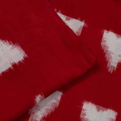 Red & White Triangle Handwoven Cotton Double Ikat | 1 Meter (Sku: IKK-474)