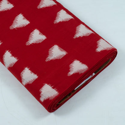 Red & White Triangle Handwoven Cotton Double Ikat | 1 Meter (Sku: IKK-474)