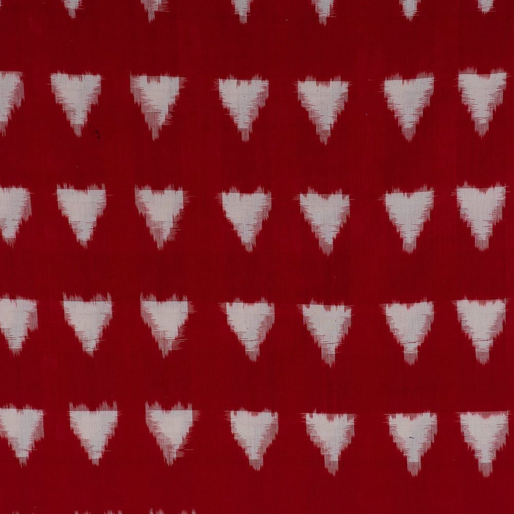 Red & White Triangle Handwoven Cotton Double Ikat (Sku: IKK-474)