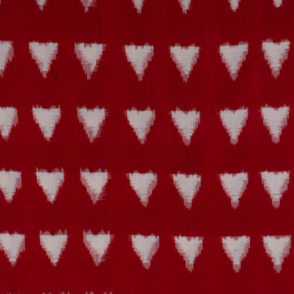 Red & White Triangle Handwoven Cotton Double Ikat | 1 Meter (Sku: IKK-474)