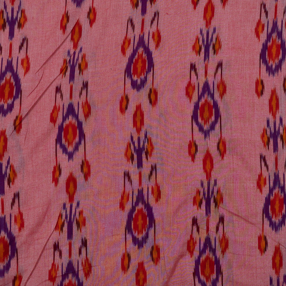 Pink, Blue & Red Cotton Voile Mercerised Handloom Ikat (Sku: IKK-477)