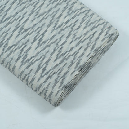 Grey & White Fine Quality Cotton Handloom Ikat Fabric for Dresses | Width: 44"