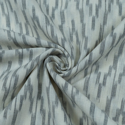 Grey & White Fine Quality Cotton Handloom Ikat Fabric for Dresses | Width: 44"