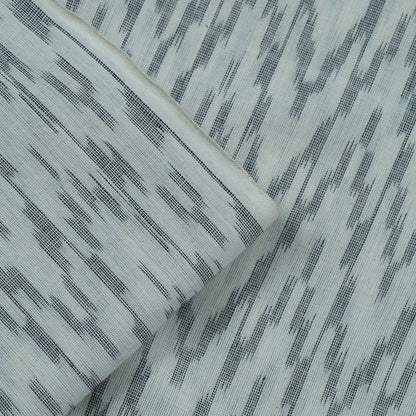 Grey & White Fine Quality Cotton Handloom Ikat Fabric for Dresses | Width: 44"